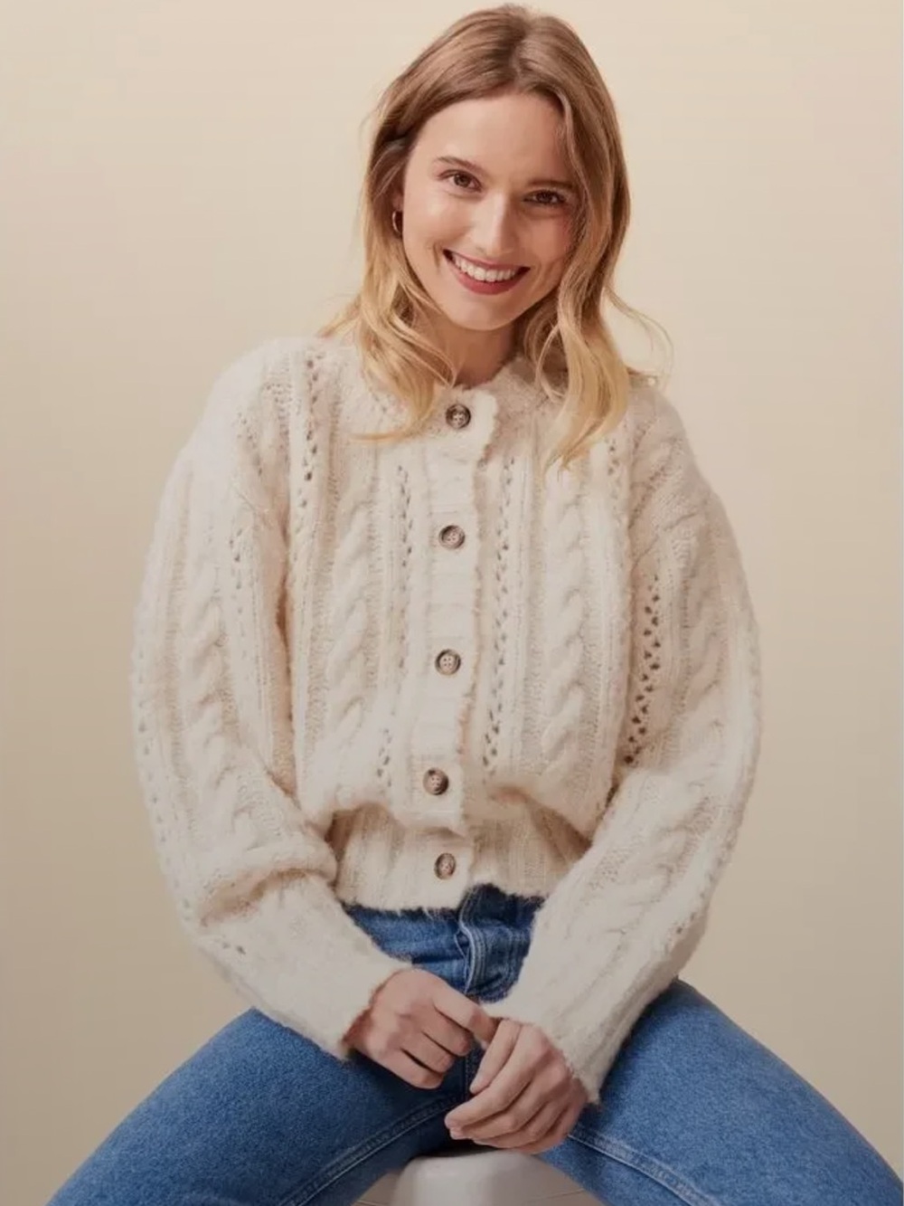 Rouje Beige Lino Cardigan - Picture 5 of 6